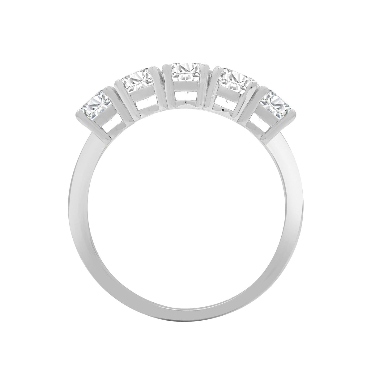 Anello a 5 pietre in oro bianco 18 carati con diamanti naturali da 0,25 carati