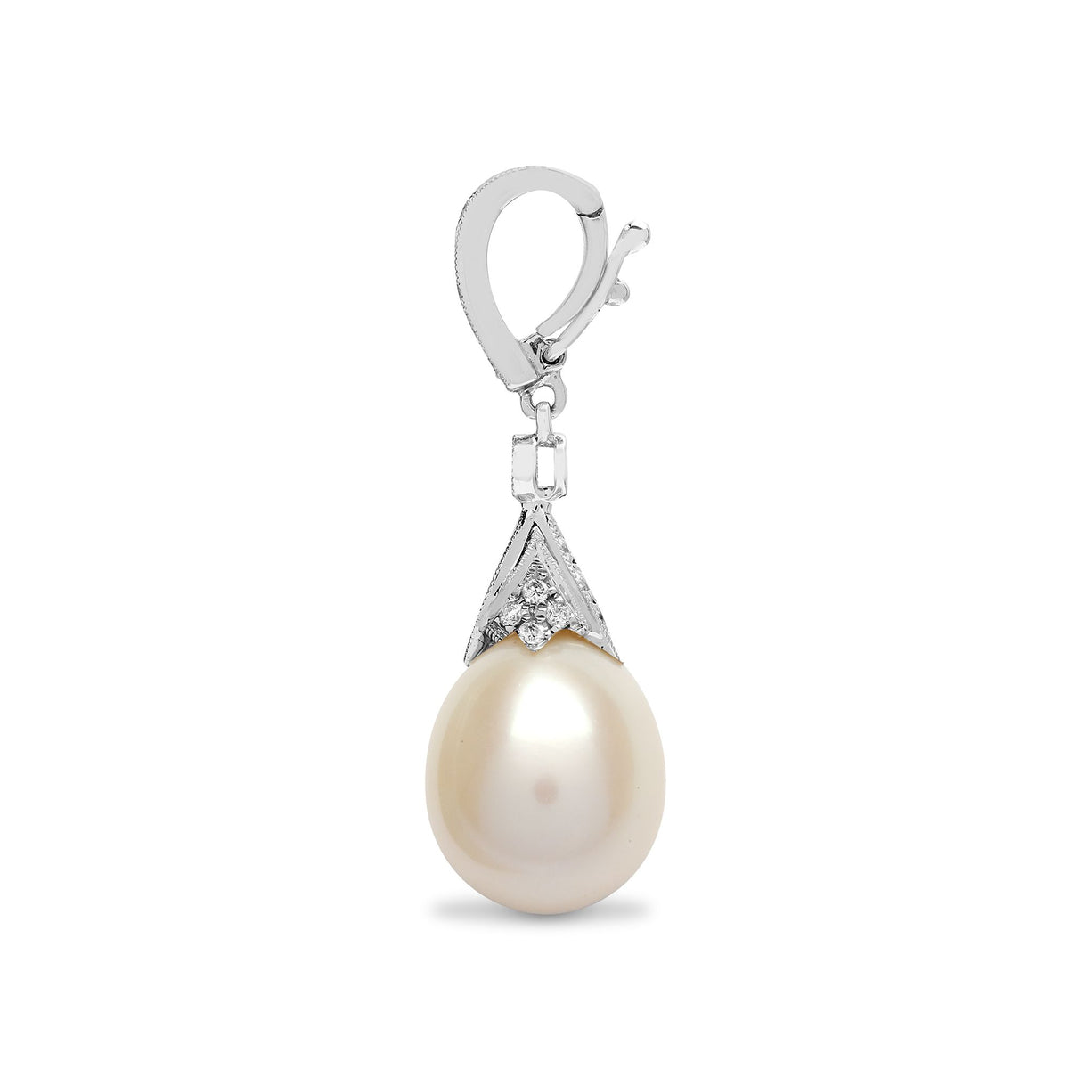 18ct White Gold Natural Diamond And Pearl Pendant (18P151) – alternate view
