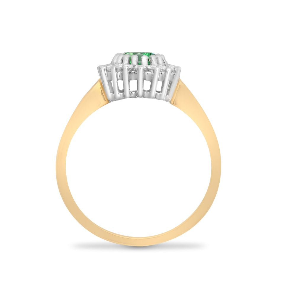 18ct Yellow Gold Natural Diamond And Emerald Ring (18R999) – detail view