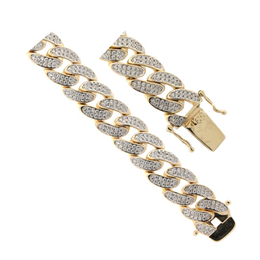 9ct Yellow Gold Cubic Zirconia Set Cuban Bracelet