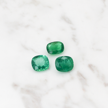 3 Emerald Stone Set 7CT (2.3 CT Per Stone) - Cushion Cut