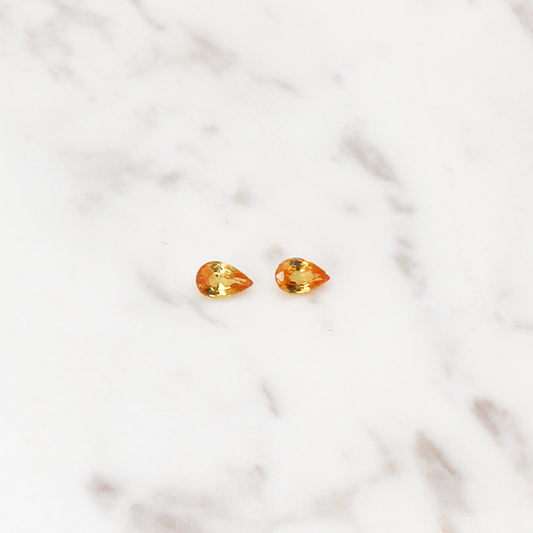 Yellow Sapphire - 1CT (0.5CT Per Stone) - Pear Cut