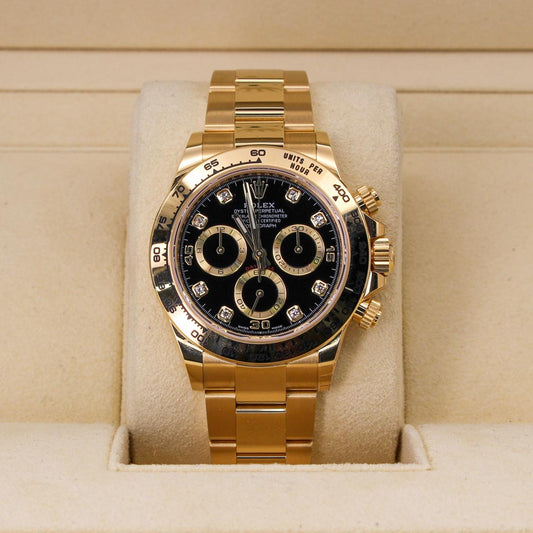 Rolex Daytona 116508 Black Diamond Dial in 18ct yellow gold