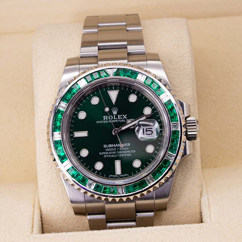 Rolex Submariner Date 116610LV Hulk Custom Gem-set 2019