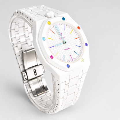 Swatch x Audemars Piguet Royal Pop HUIT BLANC Uhr mit Bioceramic-Armband und -Gehäuse SSX03W100N – Neu, ungetragen