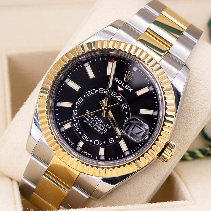 Rolex Sky-dweller Black 326933 Oyster Bracelet Black Dial Stainless Steel 2023 Pristine Condition Fluted Bezel 42 Mm Mechanical Watch - product image fro...