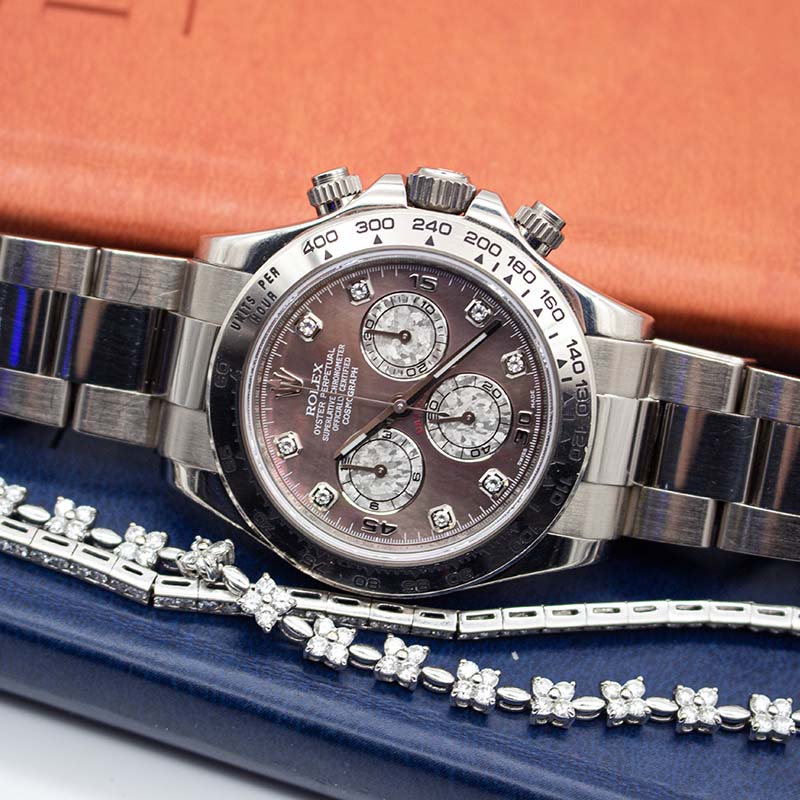 Rolex Cosmograph Daytona 116509 white gold bracelet with Tahitian mother-of-pearl dial