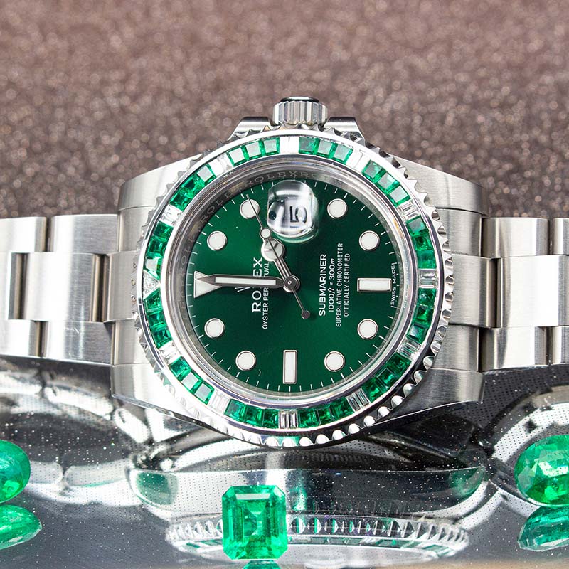 Rolex Submariner Date 116610LV Hulk Custom Gem-set 2019