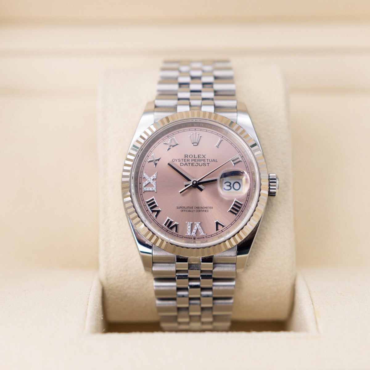 Rolex Datejust 36 126234 Pink Roman & Diamond Dial White Gold/Steel 2022