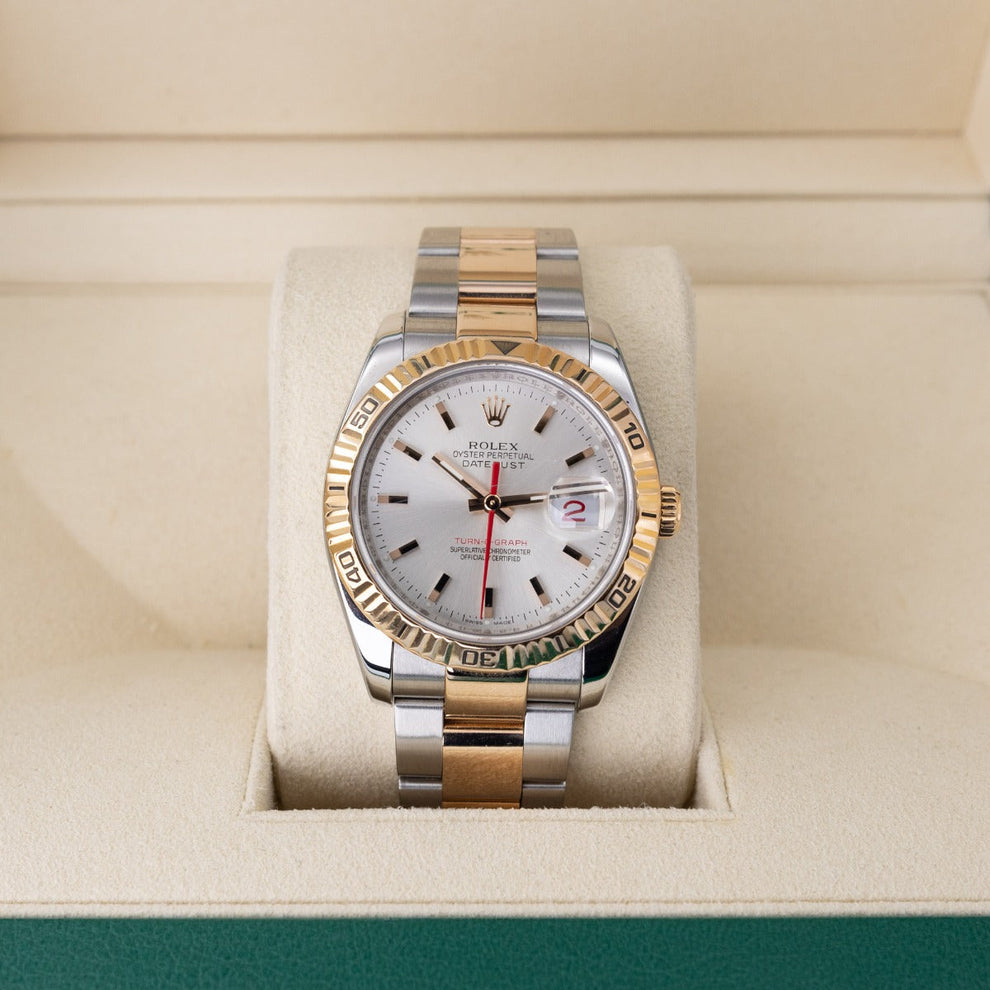 Rolex Datejust 36 116261 Oyster Bracelet White Dial Rose Gold 2005 Pristine Condition Thurn-o-graph 36mm Mechanical Watch - product image from Imp...