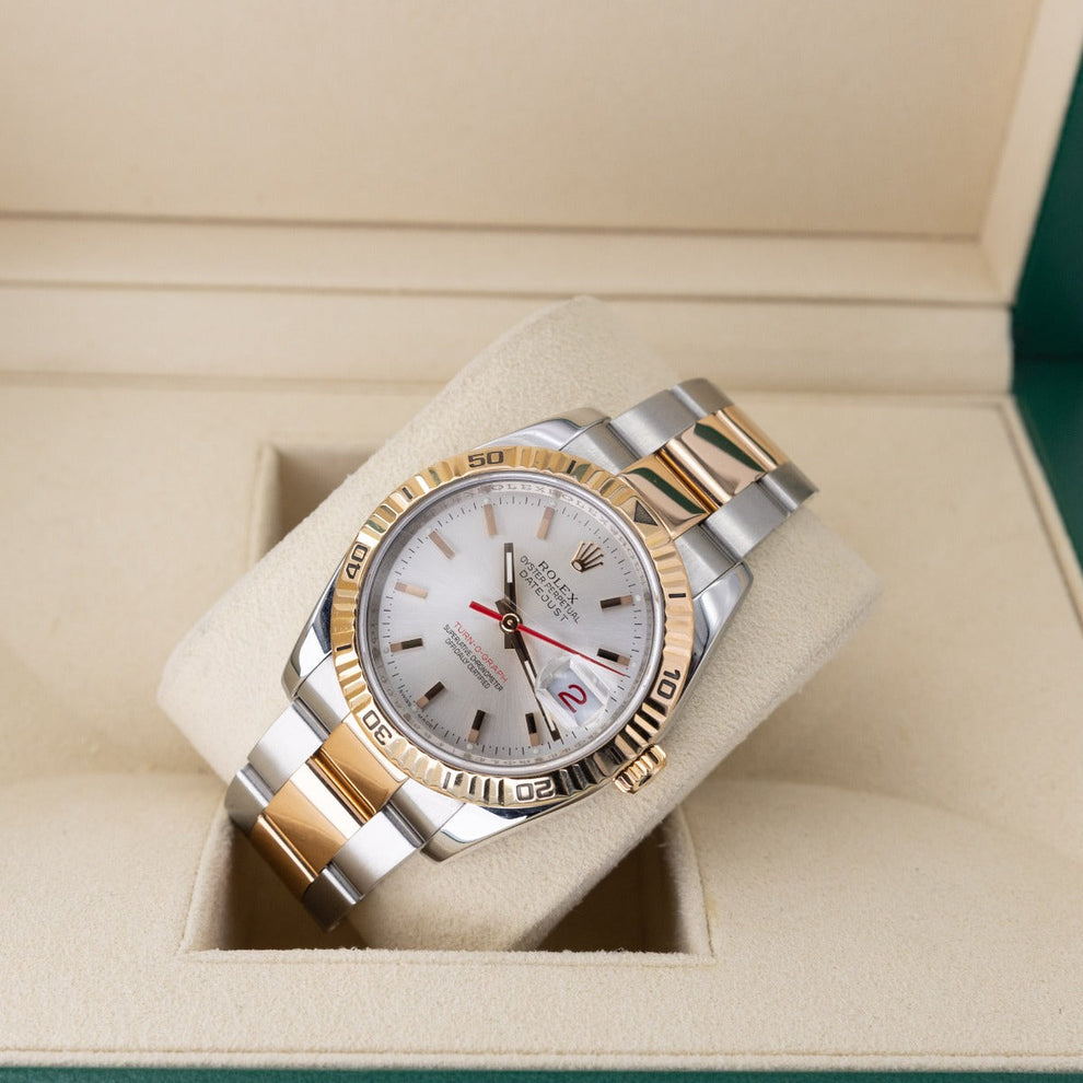 Rolex Datejust 36 116261 Oyster Bracelet White Dial Rose Gold 2005 Pristine Condition Thurn-o-graph 36mm Mechanical Watch - product image from Imp...