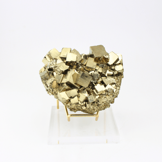 Pyrite Heart Cluster Naturally Terminated Cubes Navajun Spain 675g