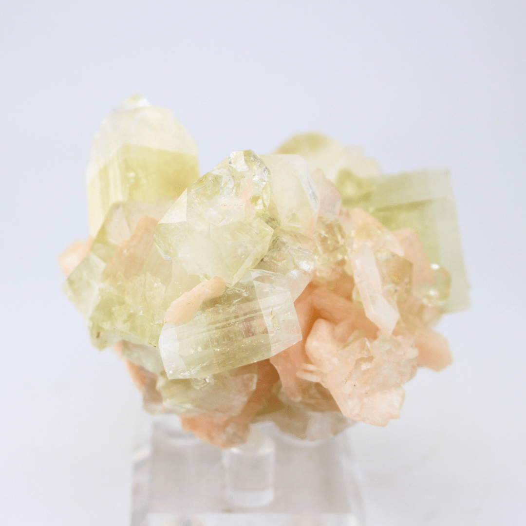 Flourite On Pink Stilbite Gastein Austria 368 Natural Mineral Specimen Fine Collectable Cabinet Display Piece Geological Interest