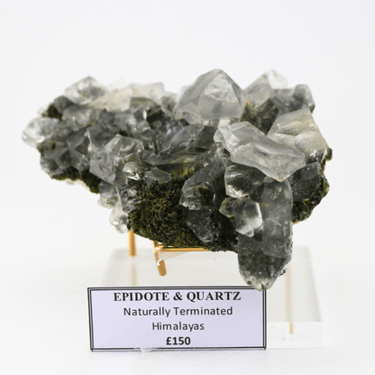 Epidote & Quartz Naturally Terminated Himalayas 329 Natural Mineral Specimen Fine Collectable Cabinet Display Piece Geological Interest