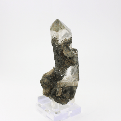 Quarz mit Chlorit, natürlich terminiert, Himalaya, 324, natürliches Mineralienmuster, feines Sammlerstück für Vitrine, geologisches Interesse