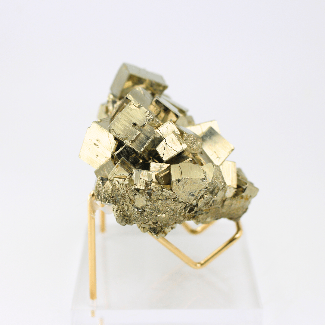 Pyrite Heart Cluster Naturally Terminated Cubes Navajun Spain 675g