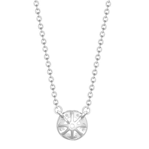 18 Karat Weißgold 0,08 Karat Naturdiamant Halo-Anhänger mit 40-45 cm Kettenverlängerung, besetzt mit einem 0,25 Karat G SI1 Diamanten