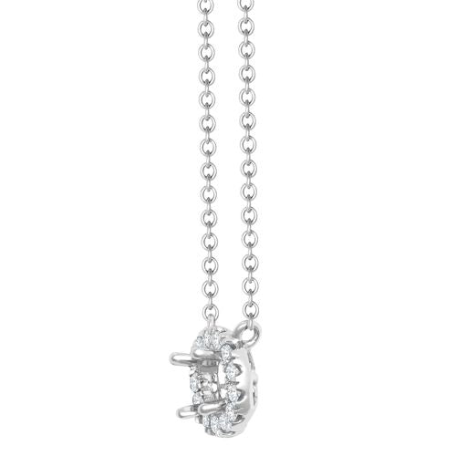 18 Karat Weißgold 0,08 Karat Naturdiamant Halo-Anhänger mit 40-45 cm Kettenverlängerung, besetzt mit einem 0,25 Karat G SI1 Diamanten