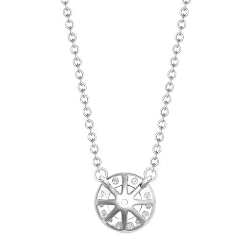 18 Karat Weißgold 0,08 Karat Naturdiamant Halo-Anhänger mit 40-45 cm Kettenverlängerung, besetzt mit einem 0,25 Karat G SI1 Diamanten