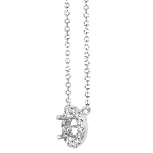 18 Karat Weißgold 0,08 Karat Naturdiamant Halo-Anhänger mit 40-45 cm Kettenverlängerung, besetzt mit einem 0,25 Karat G SI1 Diamanten