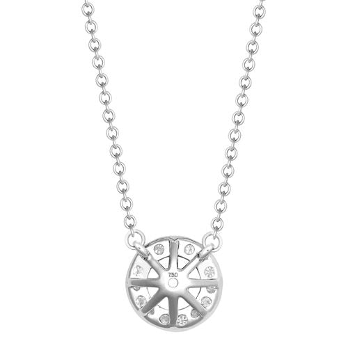 18 Karat Weißgold 0,08 Karat Naturdiamant Halo-Anhänger mit 40-45 cm Kettenverlängerung, besetzt mit einem 0,25 Karat G SI1 Diamanten