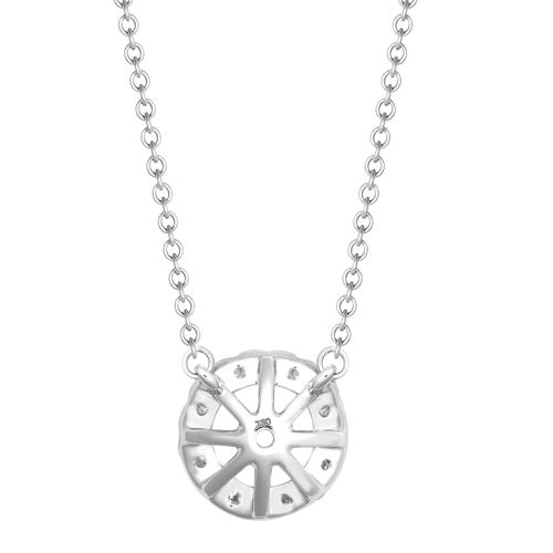 18 Karat Weißgold 0,08 Karat Naturdiamant Halo-Anhänger mit 40-45 cm Kettenverlängerung, besetzt mit einem 0,25 Karat G SI1 Diamanten