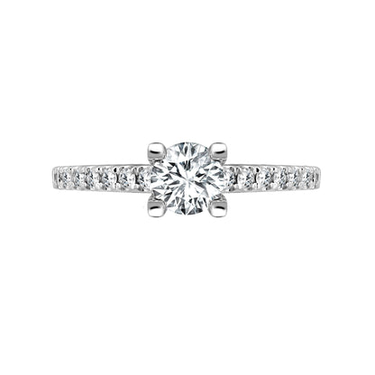 18ct White 0.17ct Natural Diamond Semi Set Ring - Holds 0.25ct