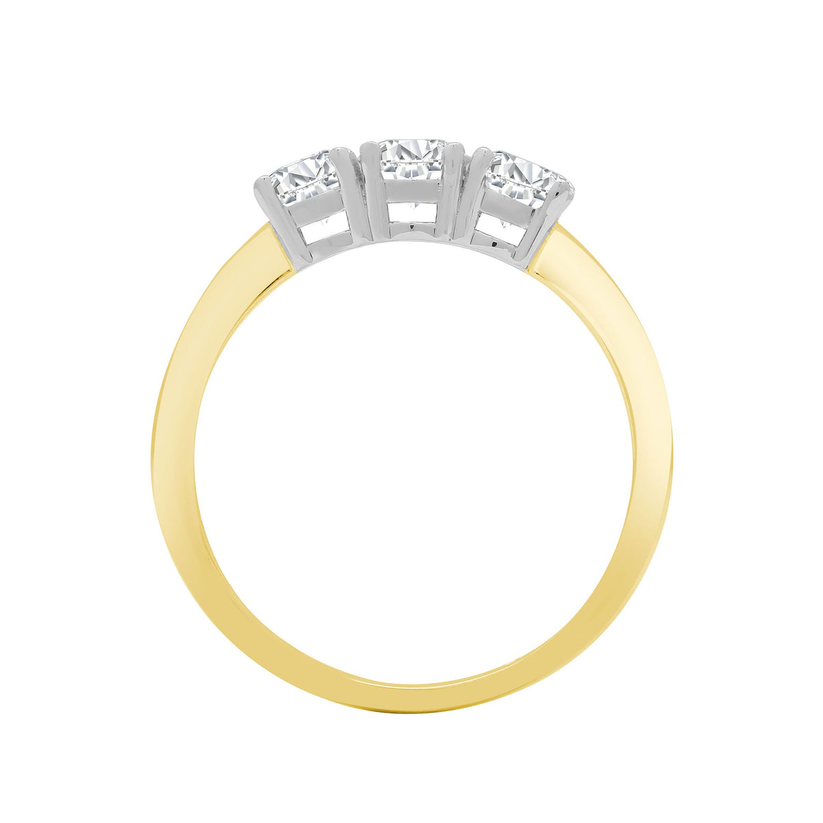 9ct Yellow/White 0.25ct Natural Diamond Claw Set Trilogy Ring