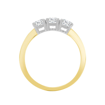 9ct Yellow/White 0.25ct Natural Diamond Claw Set Trilogy Ring