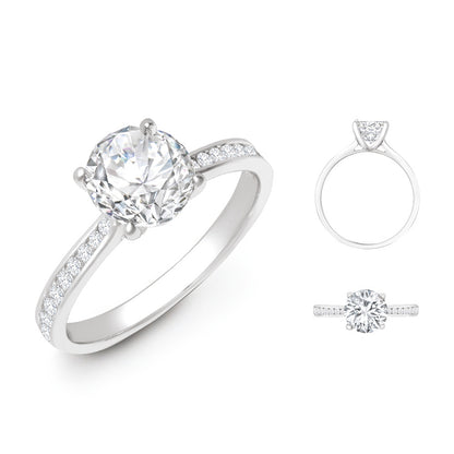 Lab 18ct White Gold 0.13ct Diamond Channel-set Wed-fit Ring Mount + 0.25ct Diamond – Imperial Time