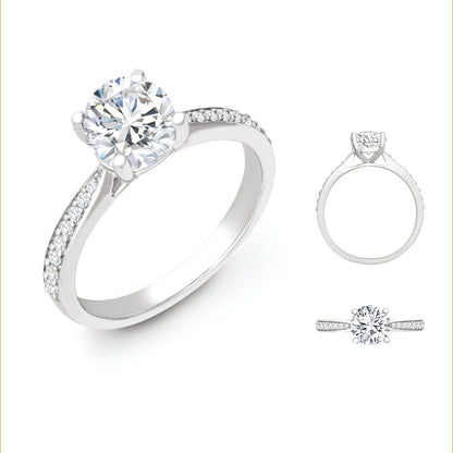 Lab 18ct White Gold 0.12ct Diamond Pav?-set Wed-fit Ring Mount + 0.25ct Diamond – Imperial Time