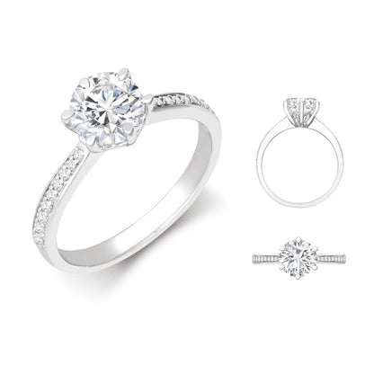 Lab 18ct White Gold 0.24ct Diamond Pave set 6-claw Ring Mount + 0.25ct Diamond – Imperial Time