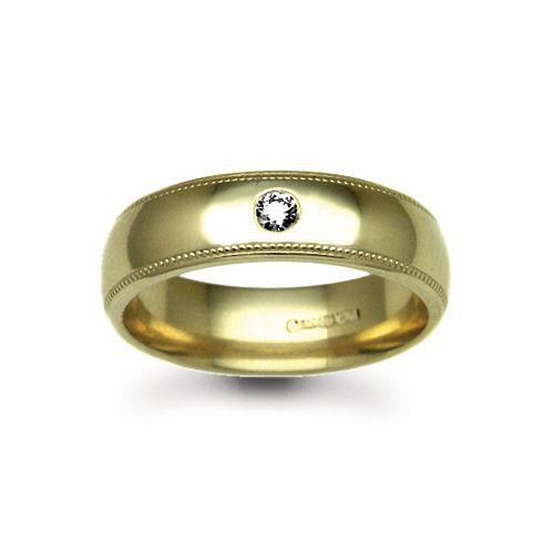 18ct Gold Yellow Natural Diamond Rubover set Wedding Ring – Imperial Time