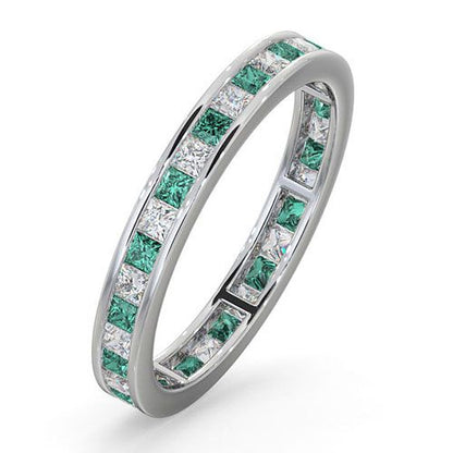 18ct White Gold Channel Set Princess Cut Full Eternity Ring Natural Diamond 0.50ct Em 0.65ct G VS – Imperial Time