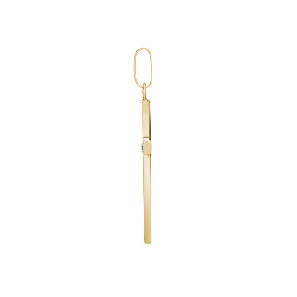 Croce in oro giallo 18 carati con diamante naturale da 0,03 carati incastonato a stella
