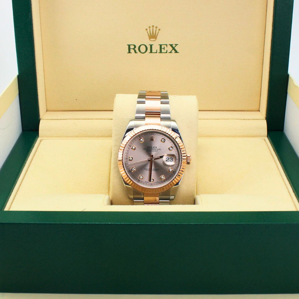Rolex Datejust 41 126331 Oyster Bracelet Pink Dial Rose Gold 2020 Pristine Condition 24-hour 41 Mm Mechanical Watch - product image from Imperial T...