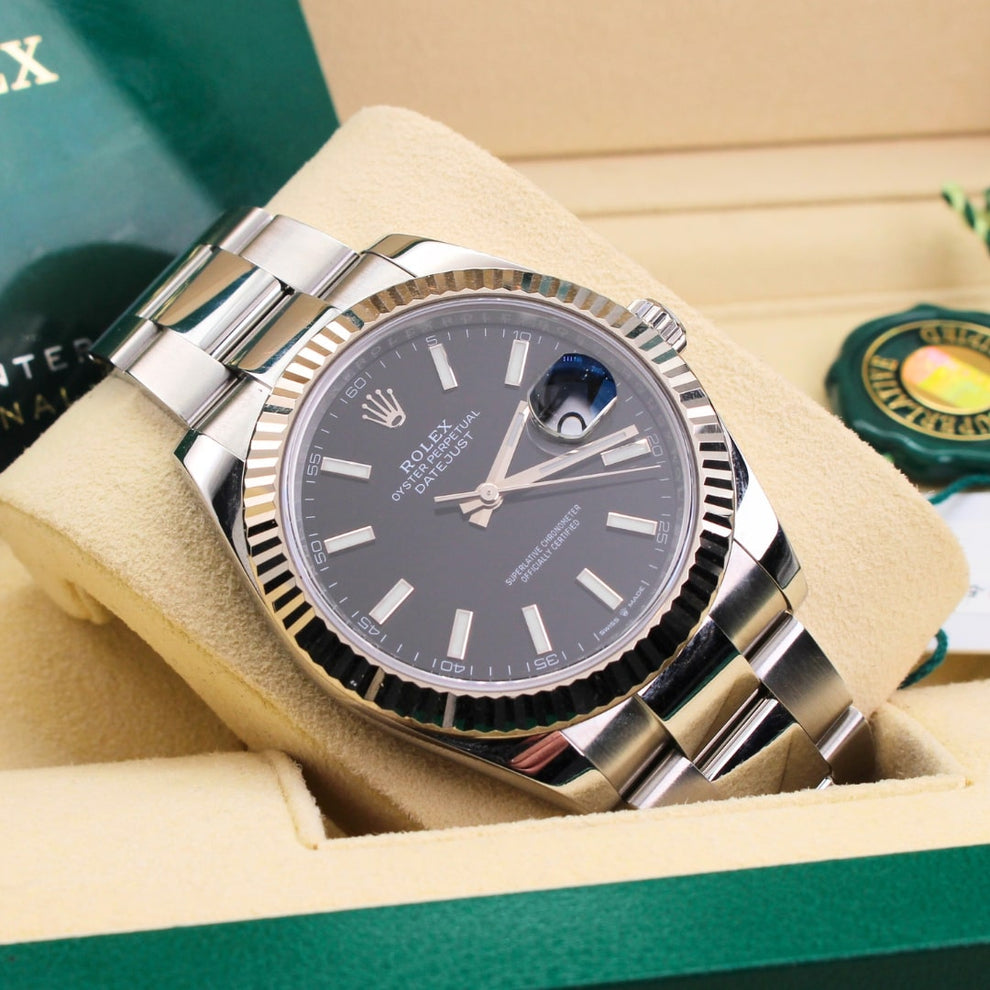 Rolex Datejust 41 126334 Oyster Bracelet Black Dial Stainless Steel 2022 Pristine Condition Fluted Bezel 41 Mm Mechanical Watch - product image from Impe...