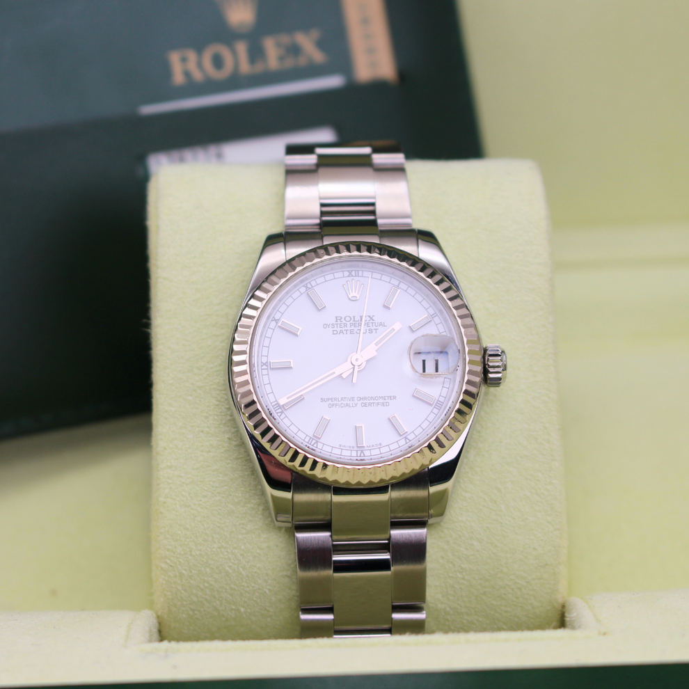 Rolex Datejust 31 178274 Oyster Bracelet White Dial Stainless Steel 2010 Pristine Condition Fluted Bezel 31 Mm Mechanical Watch - product image from Impe...