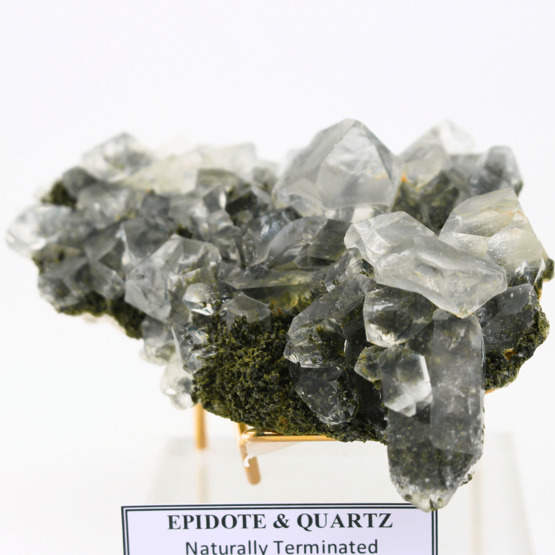Epidote & Quartz Naturally Terminated Himalayas 329 Natural Mineral Specimen Fine Collectable Cabinet Display Piece Geological Interest