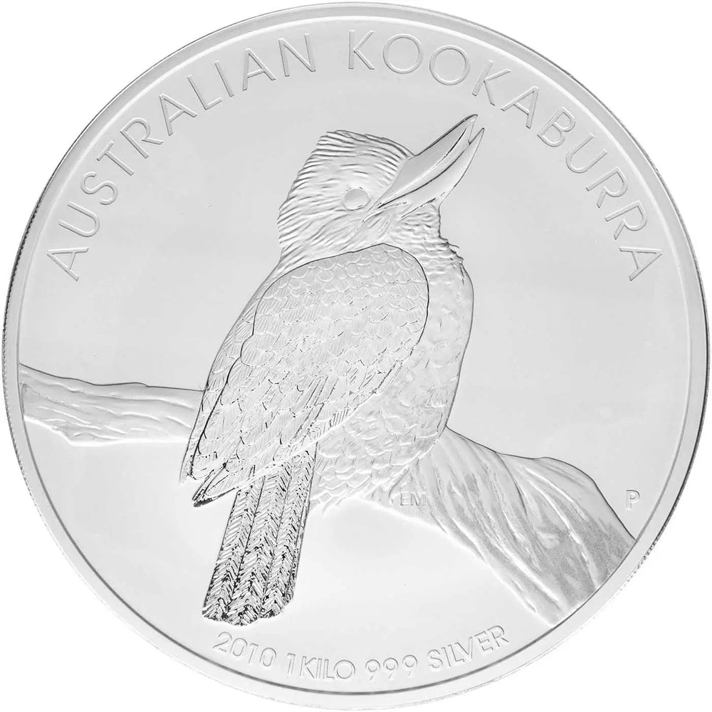 2010 Australian Kookaburra 1kg .999 silver coin reverse - Perth Mint
