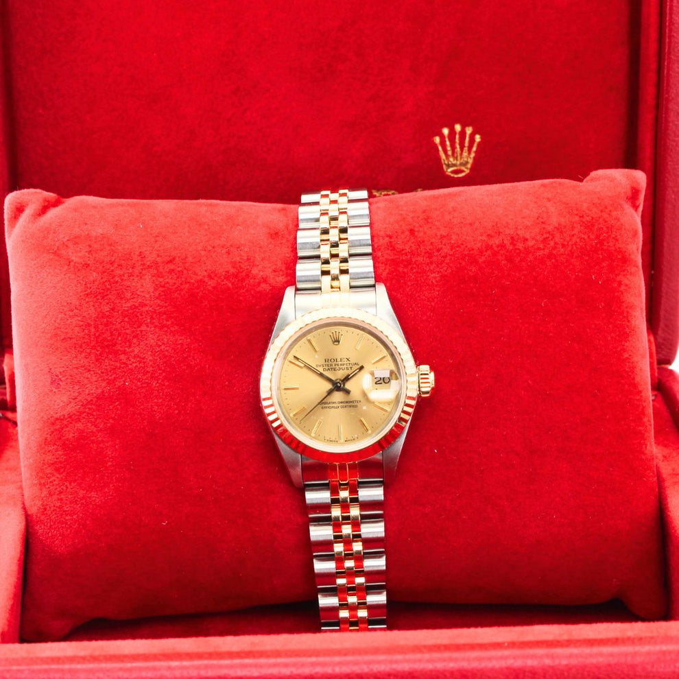 Rolex Lady Datejust 69173 Jubilee Bracelet Champagne Dial Stainless Steel 1988 Pristine Condition Fluted Bezel 26 Mm Mechanical Watch - product image fro...