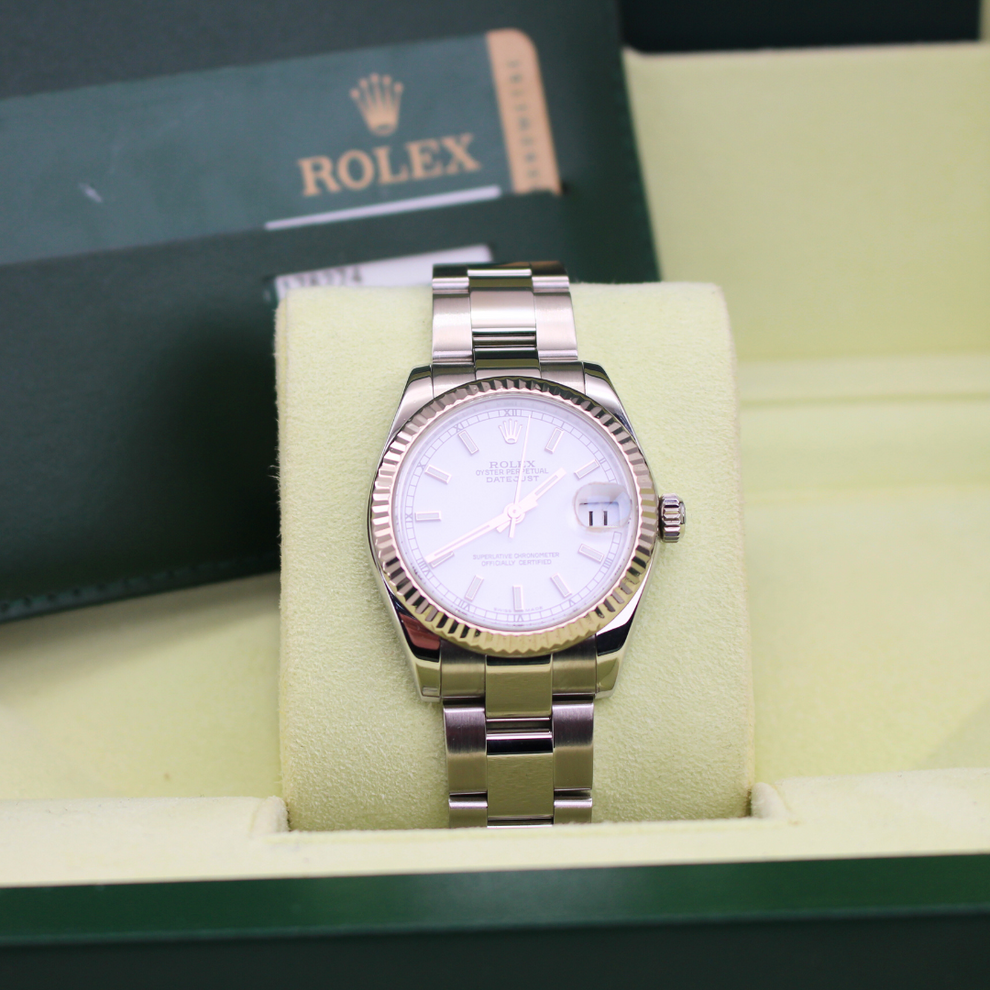 Rolex Datejust 31 178274 Oyster Bracelet White Dial Stainless Steel 2010 Pristine Condition Fluted Bezel 31 Mm Mechanical Watch - product image from Impe...