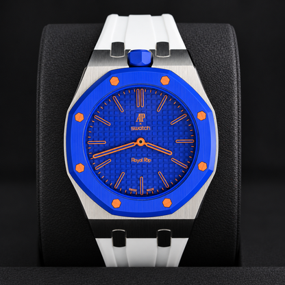 Swatch x Audemars Piguet Royal Pop Orenji Hachi Watch with Metal Case & Rubber Strap SSX03L103N