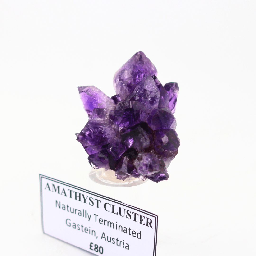 Amethyst Cluster Naturally Terminated Gastein Austria 32 Natural Mineral Specimen Fine Collectable Cabinet Display Piece Geological Interest