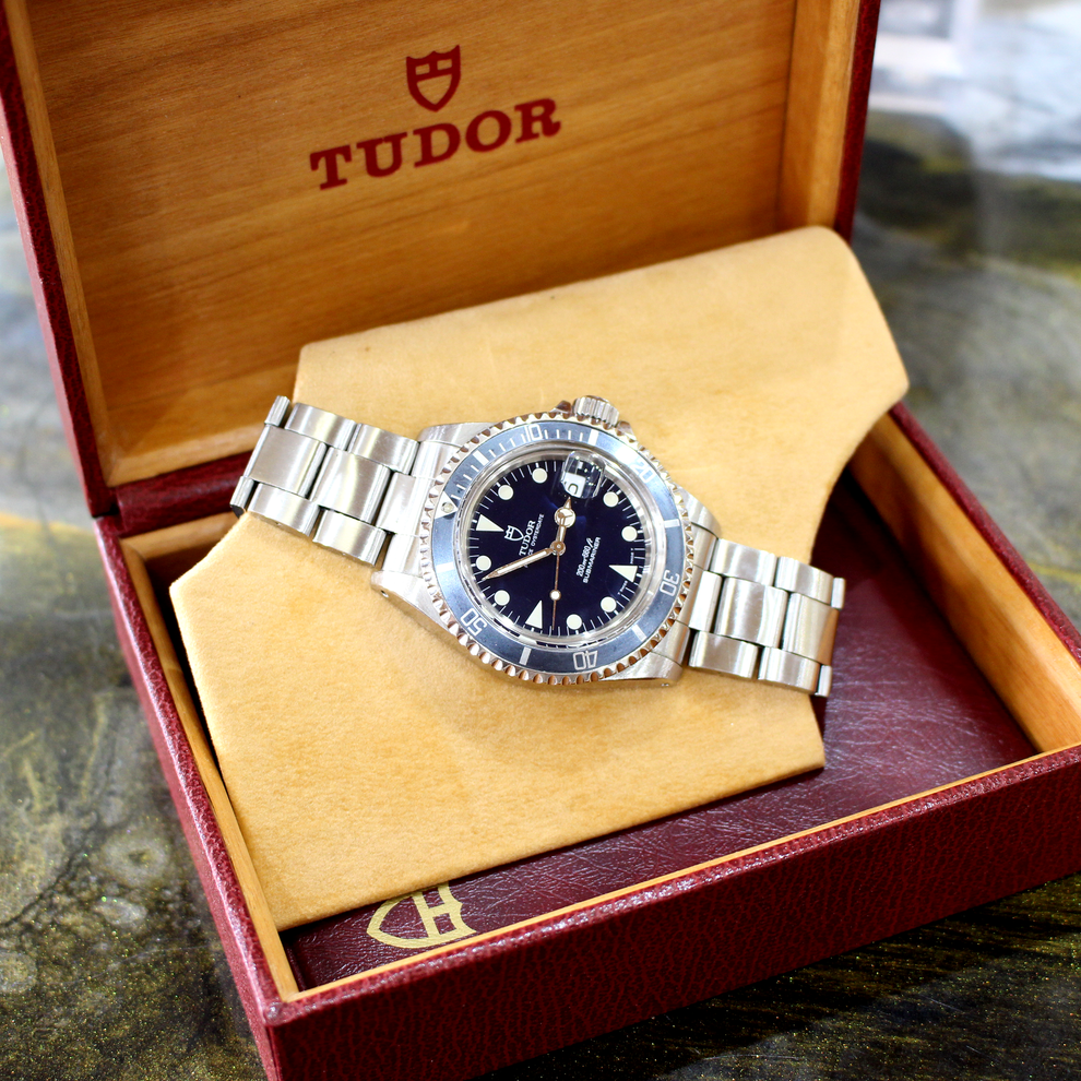 Tudor Submariner Date 79090 Blaues Tritium Zifferblatt Edelstahl Automatik Vintage Luxus Schweizer Armbanduhr 1994