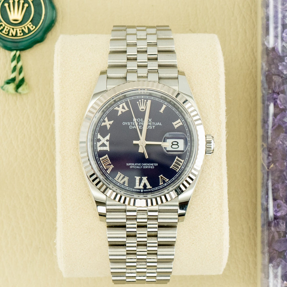 Rolex Datejust 36 126234 Jubilee Bracelet Aubergine Dial Stainless Steel Unworn Condition Fluted Bezel 36mm Mechanical Watch - product image from Imperi...