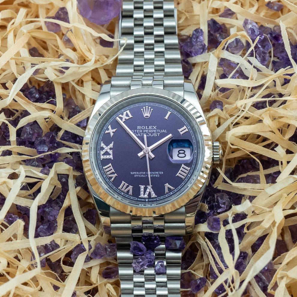 Rolex Datejust 36 126234 Jubilee Bracelet Aubergine Dial Stainless Steel Unworn Condition Fluted Bezel 36mm Mechanical Watch - product image from Imperi...