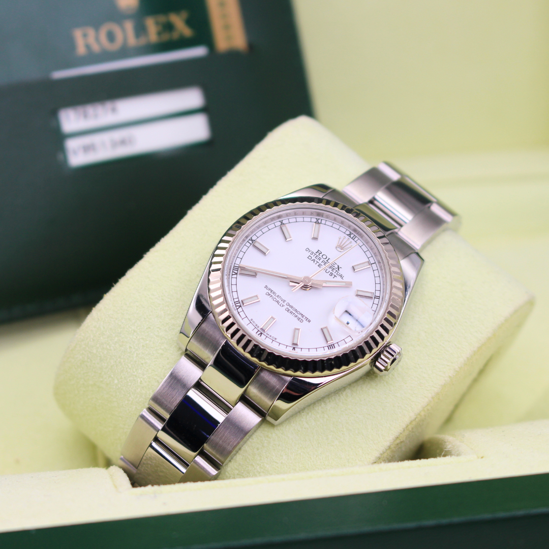 Rolex Datejust 31 178274 Oyster Bracelet White Dial Stainless Steel 2010 Pristine Condition Fluted Bezel 31 Mm Mechanical Watch - product image from Impe...