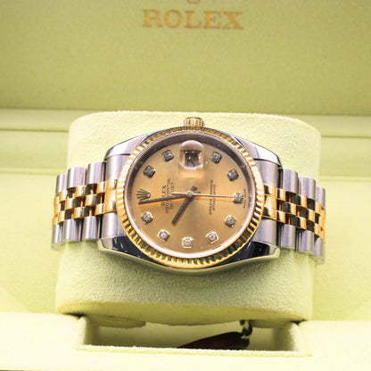 Rolex Datejust 36 116233 Jubilee Bracelet Champagne Dial Yellow Gold 2014 Pristine Condition Fluted Bezel 36mm Mechanical Watch - product image from Imp...