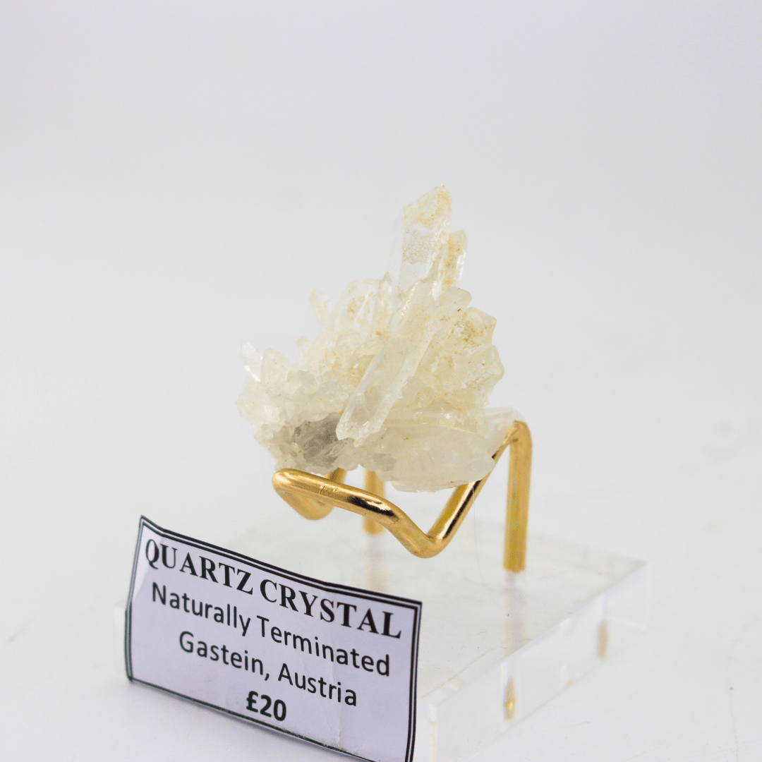Quartz Crystal Naturally Terminated Gastein Austria 17 Natural Mineral Specimen Fine Collectable Cabinet Display Piece Geological Interest